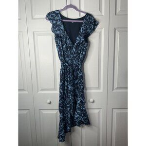 Parker Brynlee Midnight Meadow Blue Asymmetrical Dress Women's Size Medium M